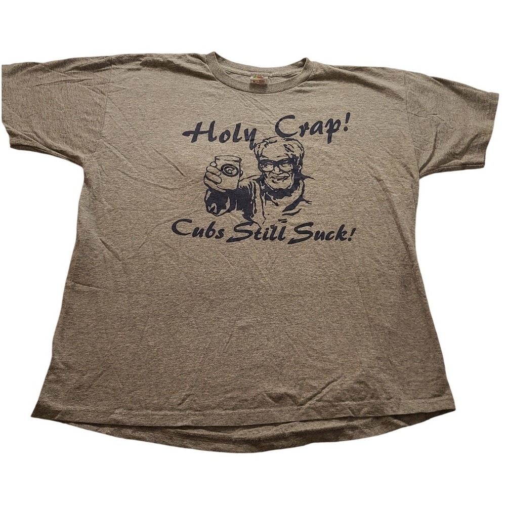 Fruit of the Loom Holy Crap Cubs Still Suck Graphic T-Shirt Gray Men's XL